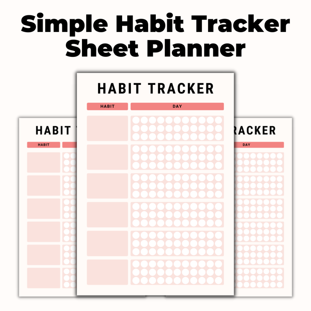 Simple Habit Tracker Sheet Planner - Masterbundles