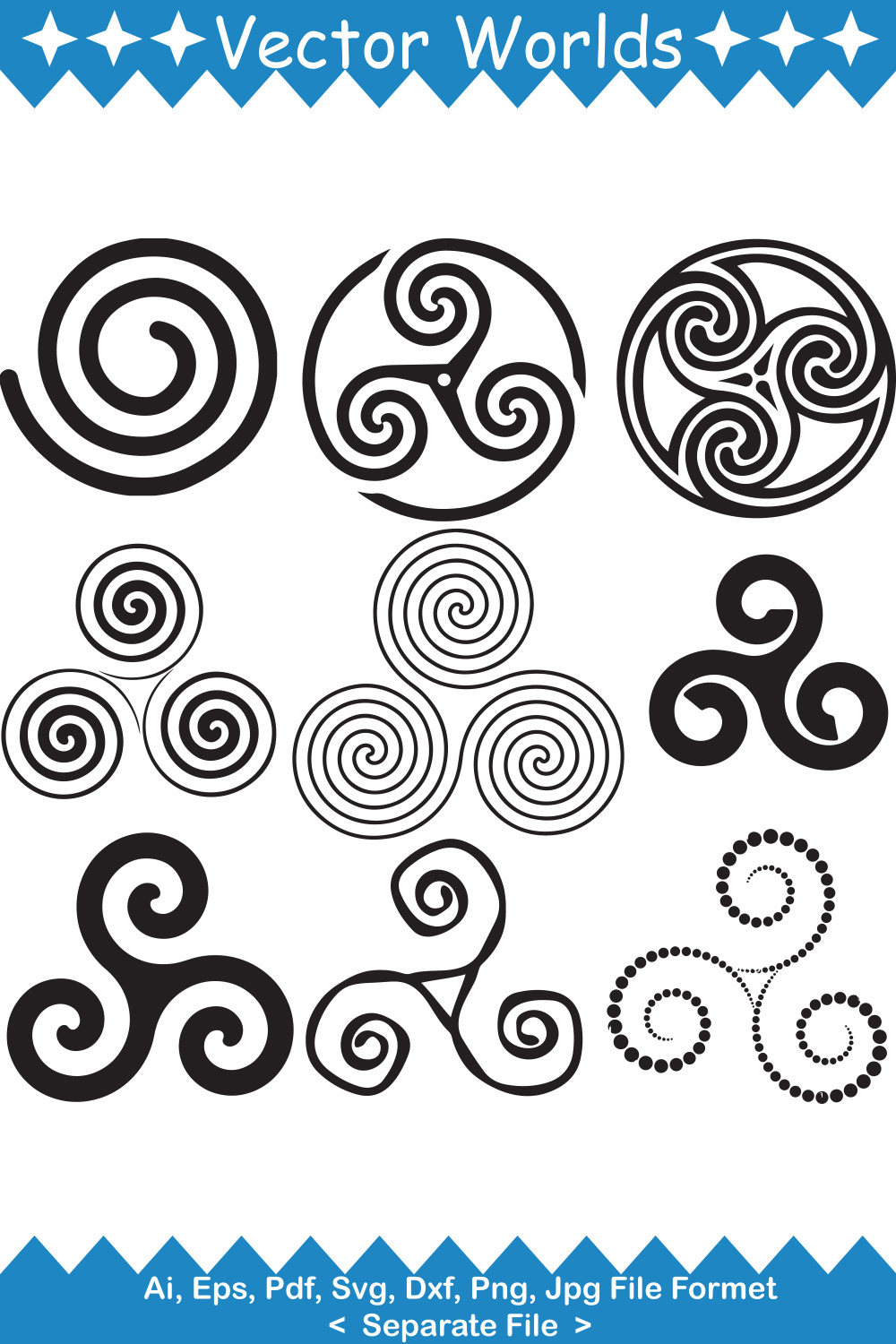 Celtic Spiral Symbol SVG Vector Design pinterest preview image.