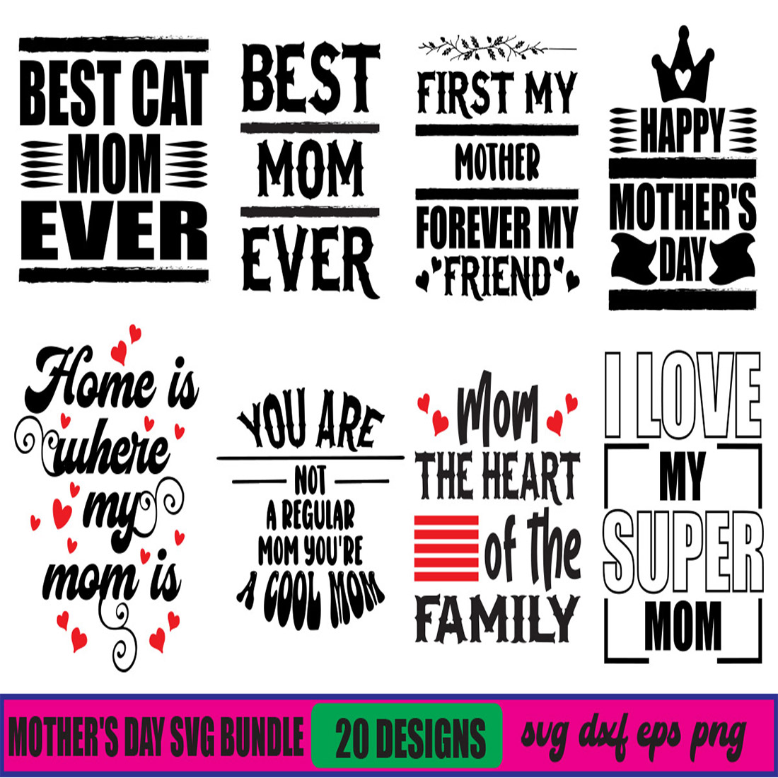 20 Mother's Day Svg Bundle cover image.