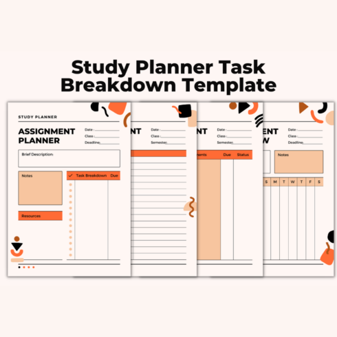 Study Planner Task Breakdown Canva Template cover image.