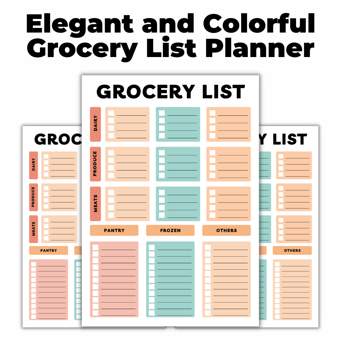 Elegant and Colorful Grocery List Planner cover image.