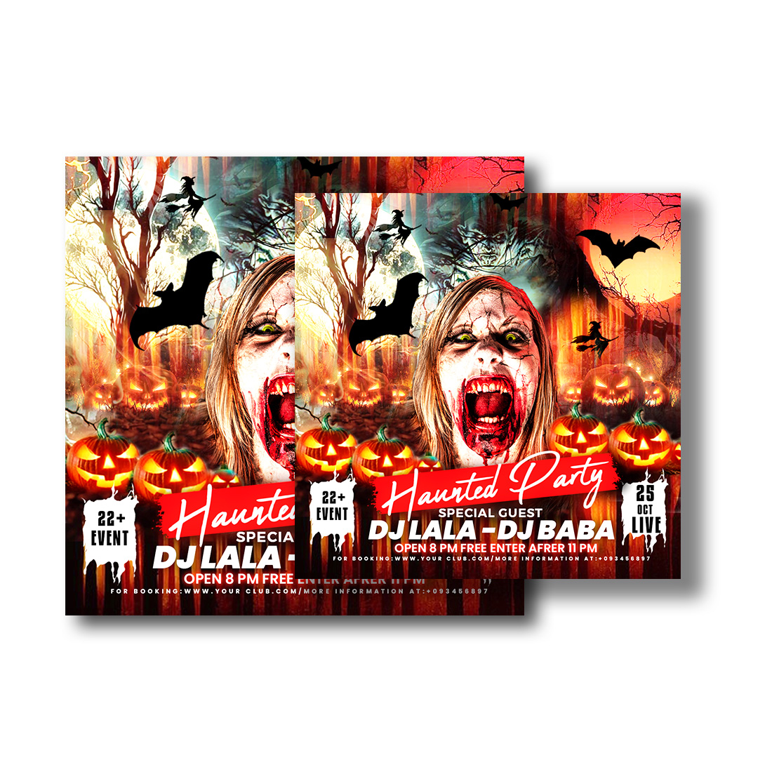 Halloween social media template preview image.