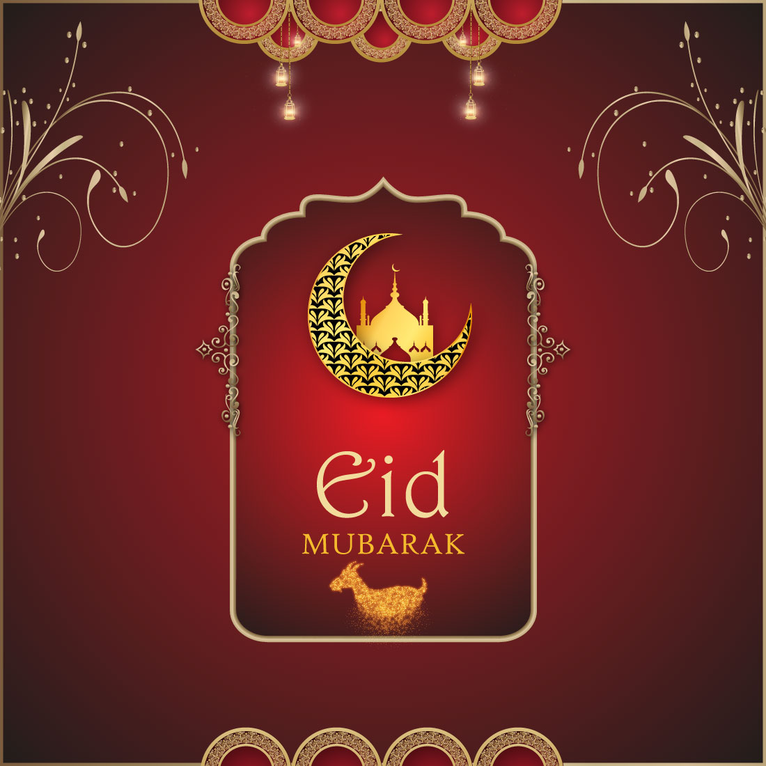 Free Eid Ul Adha Poster, Banner And Flyer Design Template cover image.