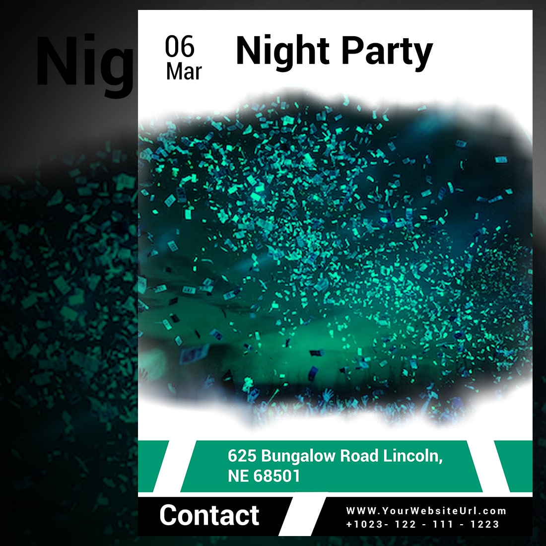 Night Party Poster design preview image.