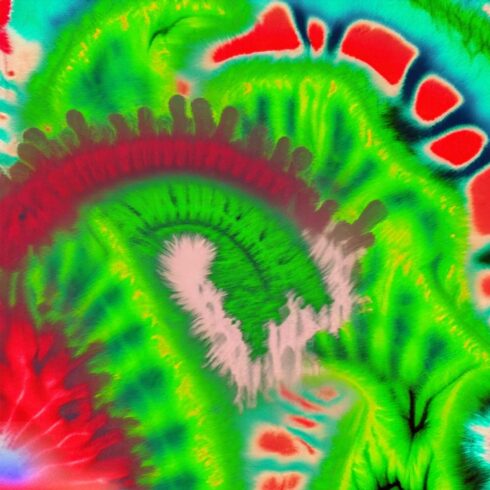 4 Tie-Dye motifs green-red cover image.