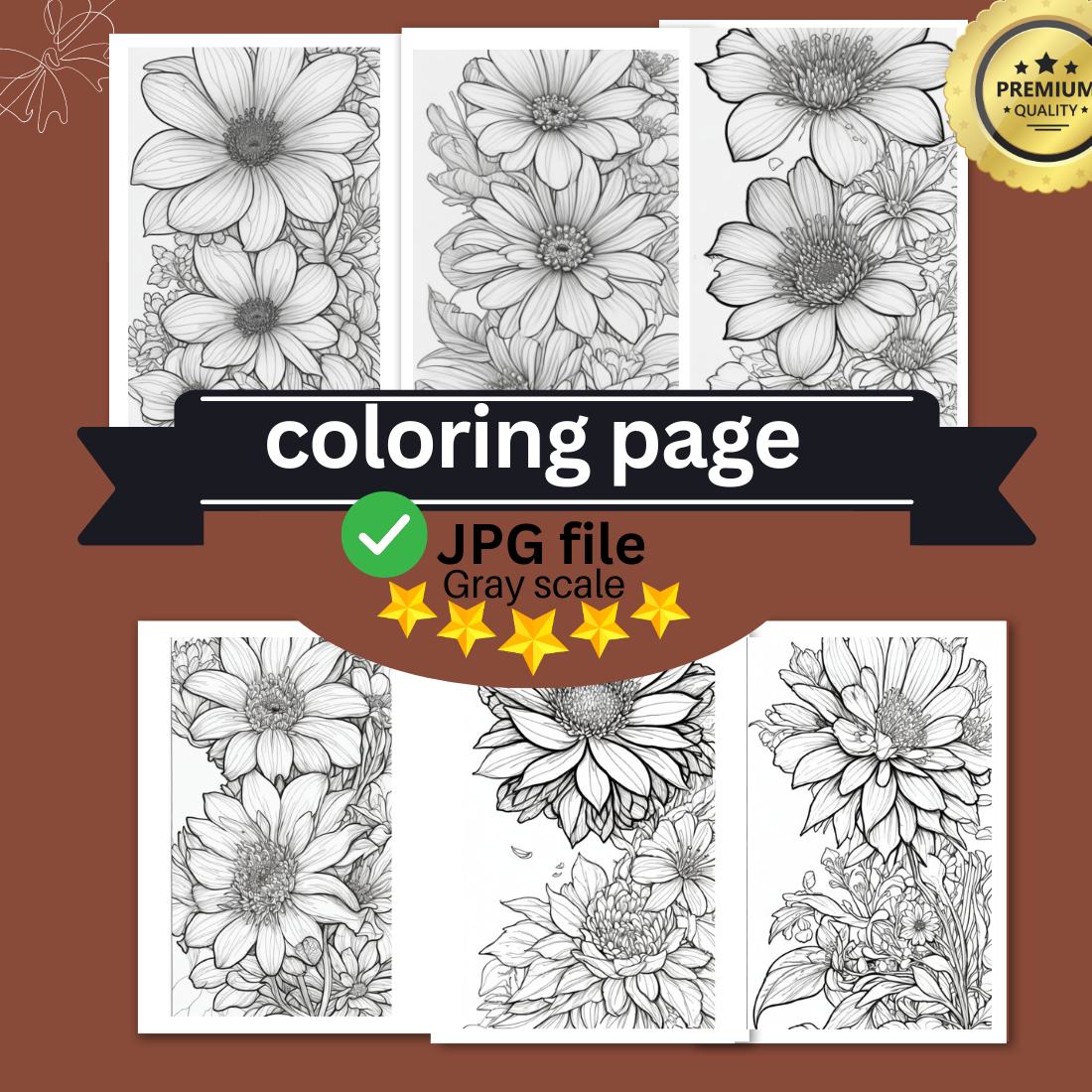 Beautiful and stunning , beautiful and sweet flower coloring page for adult 1 cover image.