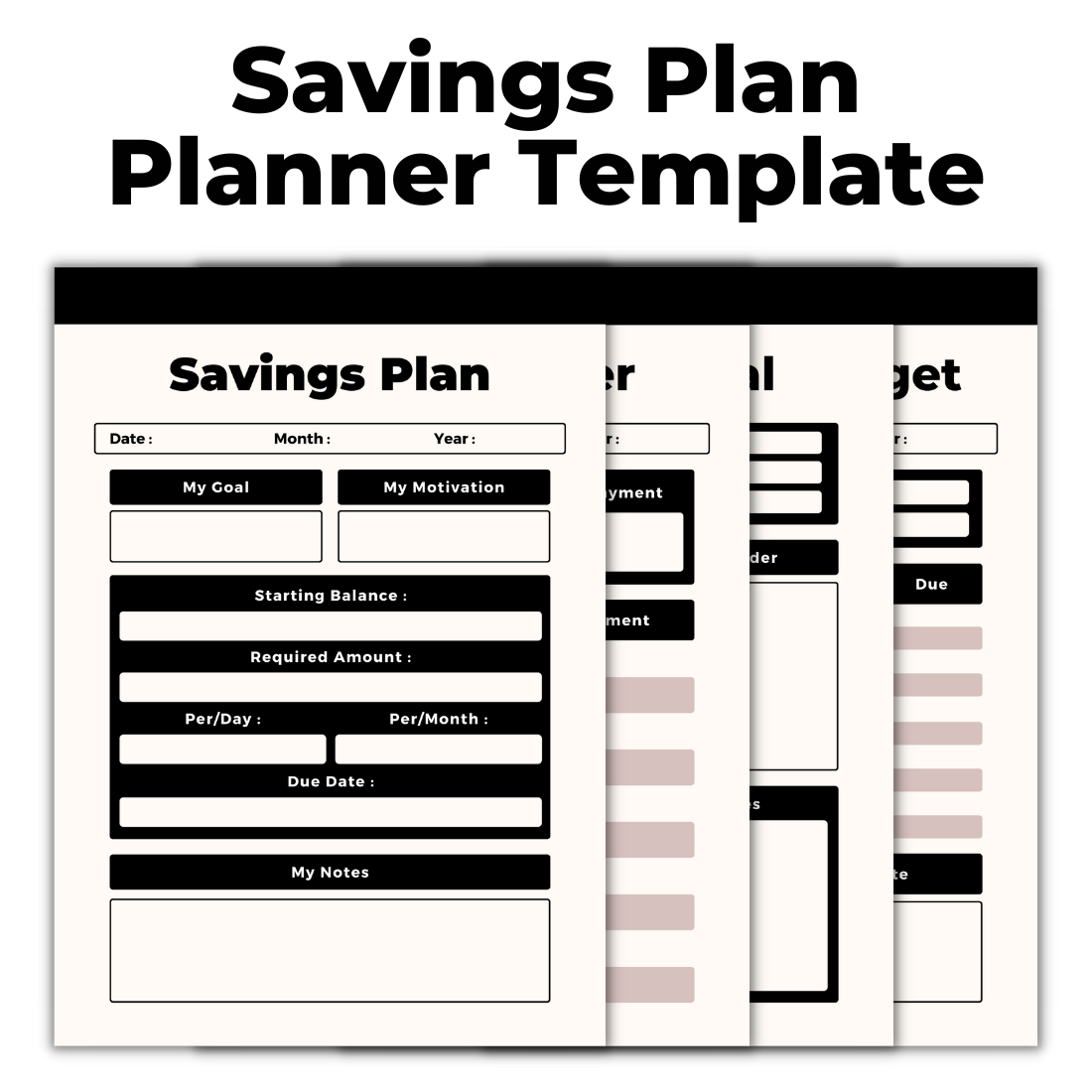 Savings Plan Planner Canva Template cover image.