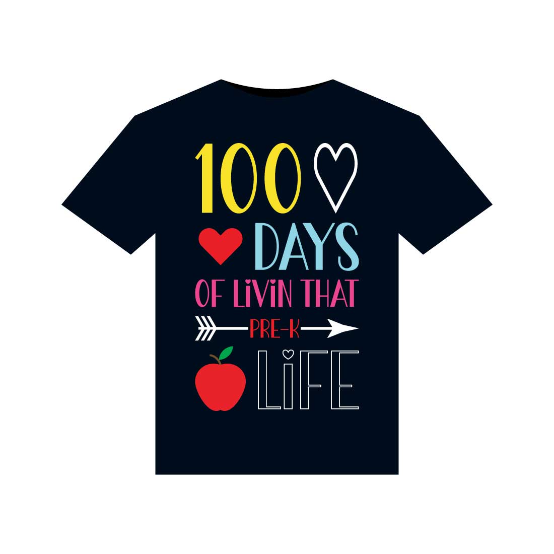 100 Days Of School T-Shirts Design preview image.