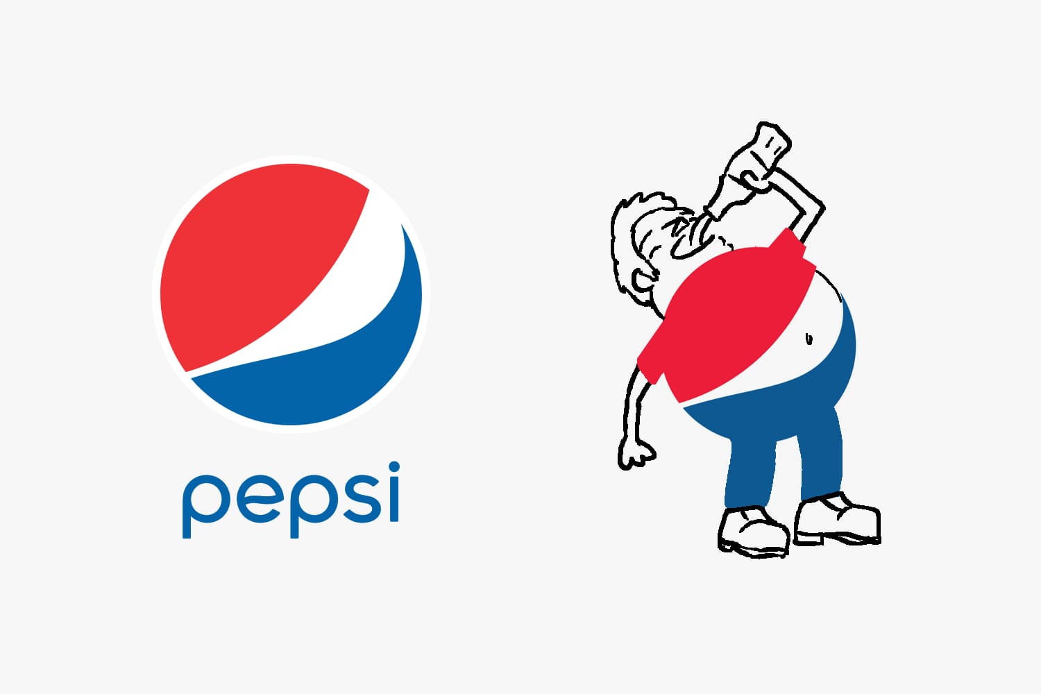 Collage of Pepsi logo and a man drinking water from a bottle.