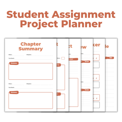 Minimalist Student Assignment Project Planner Template cover image.