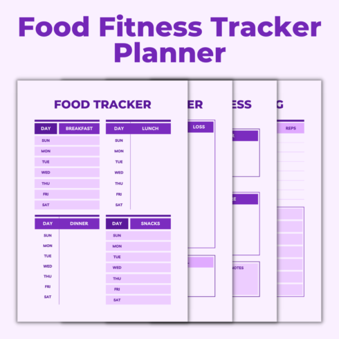 Food Fitness Tracker Planner Template cover image.