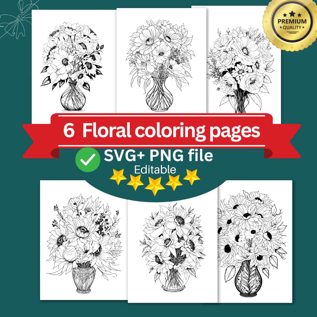 Premium Vector  Floral coloring floral coloring book floral coloring book  for adults coloring pages books