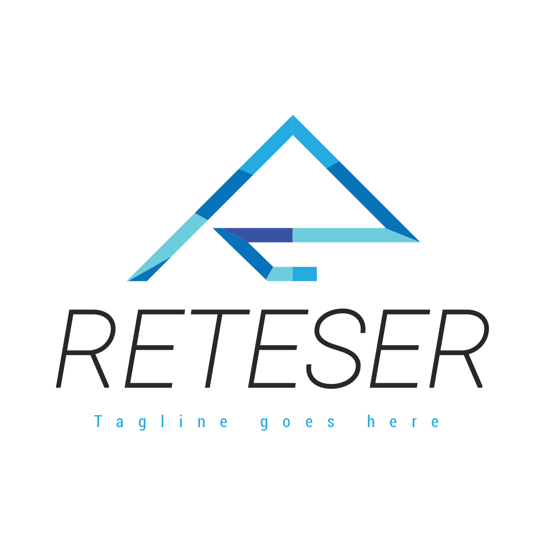 Letter R geometrical logo design preview image.