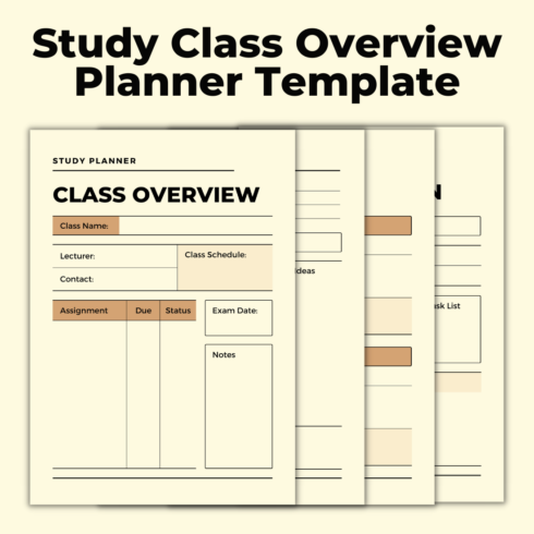 Study Class Overview Planner Canva Template cover image.