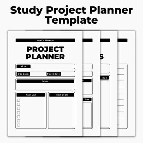 Minimalist Study Project Planner Canva Template cover image.