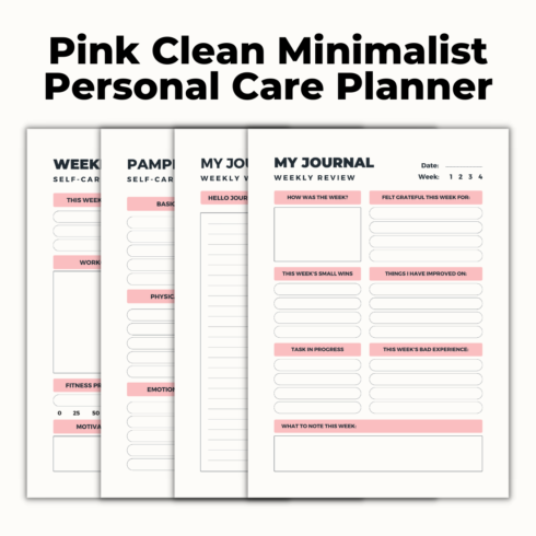 Pink Clean Minimalist Personal Care Planner cover image.