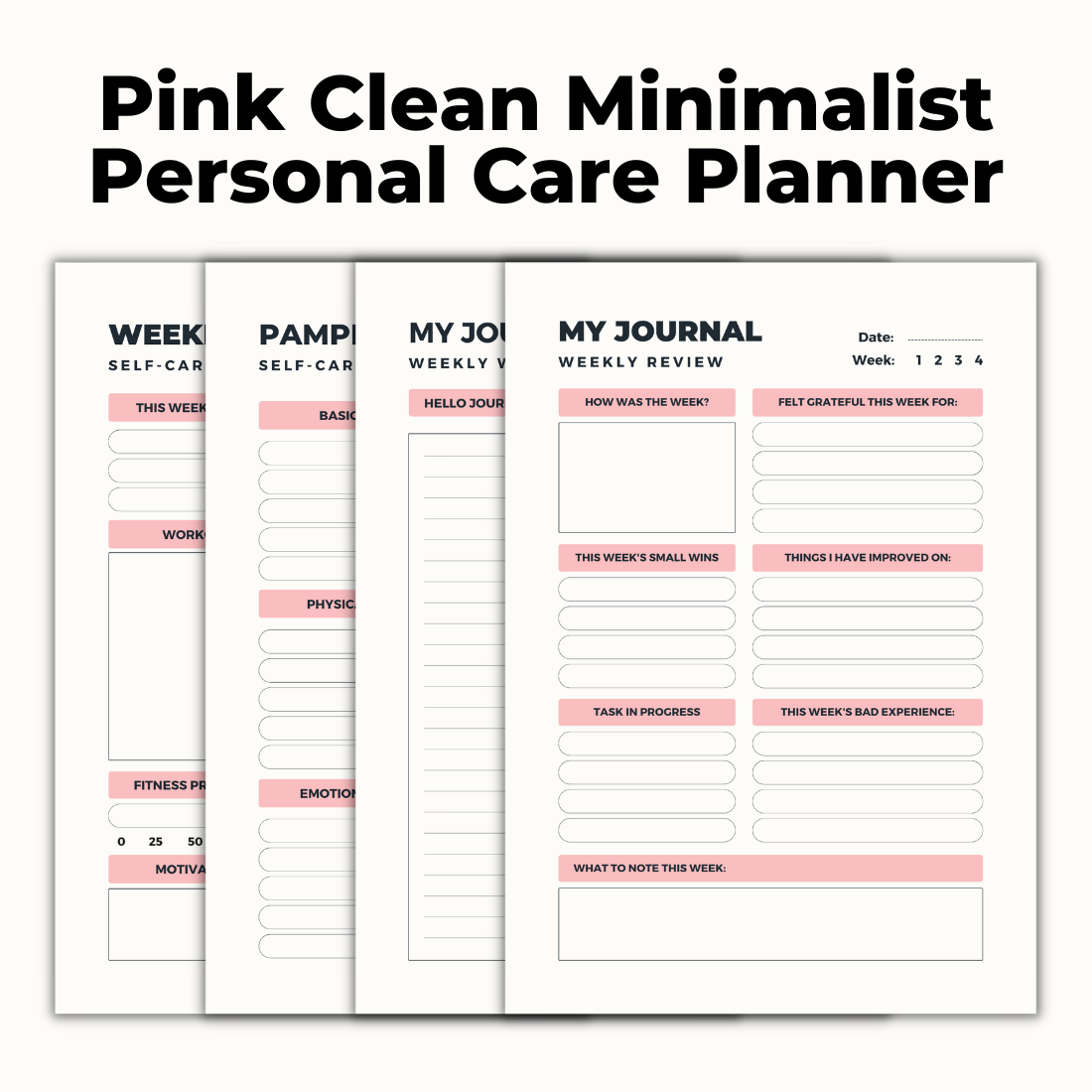 Pink Clean Minimalist Personal Care Planner cover image.