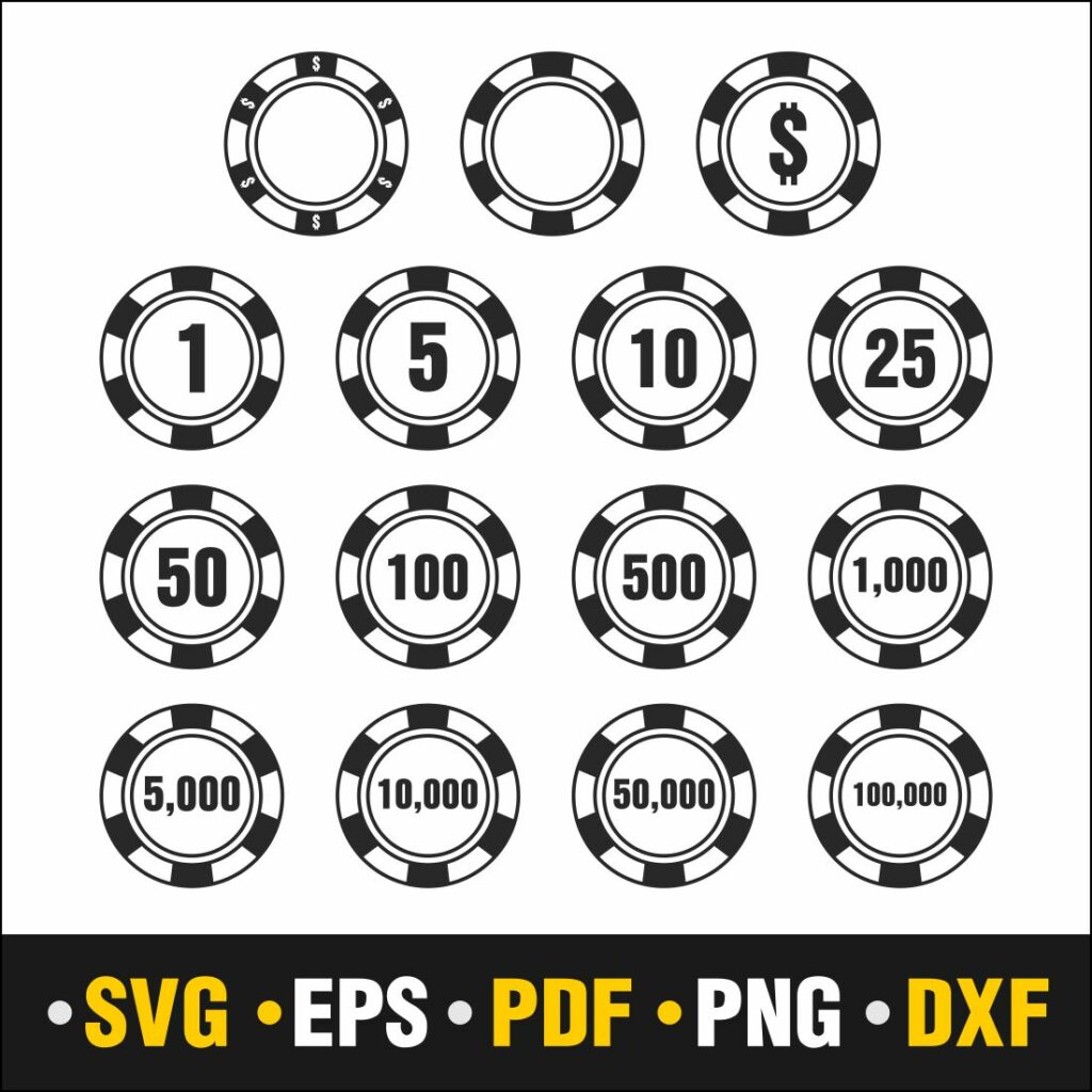 Casino Chips, Pocker Chips Svg, Casino Chips Svg. Vector Cut file