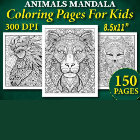 150+ Animals Mandala Coloring Pages cover image.