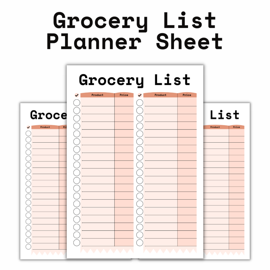Grocery List Planner Sheet Template - MasterBundles