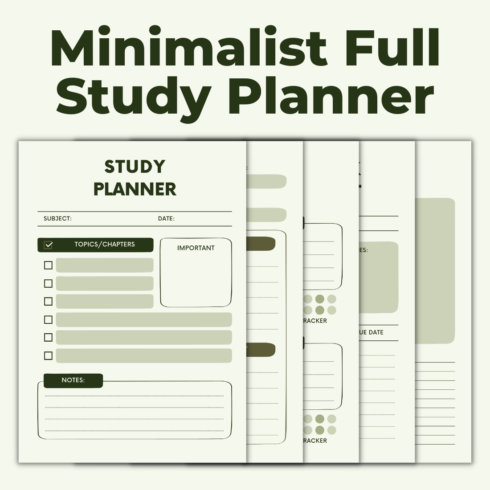 Minimalist Full Study Planner Template cover image.