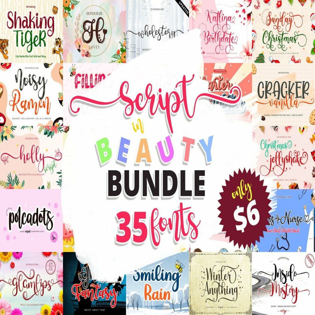 Mega script font bundles - 35 fonts - MasterBundles