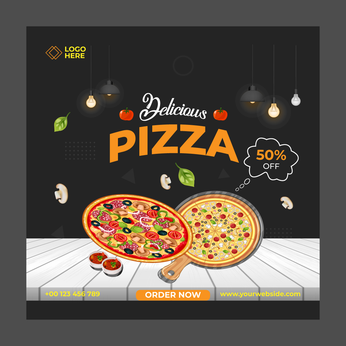 Pizza social media post cover image.