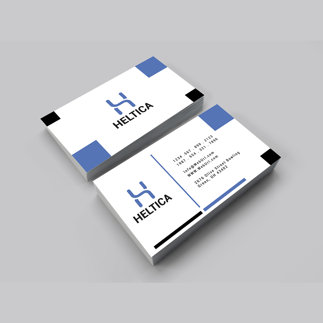 Simple corporate business card design preview image.