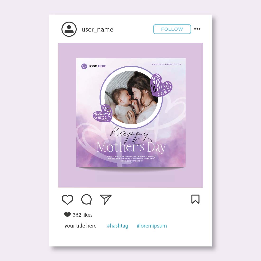 Mothers day special social media banner design template preview image.
