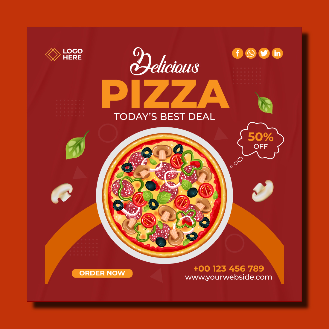 Pizza social media post cover image.
