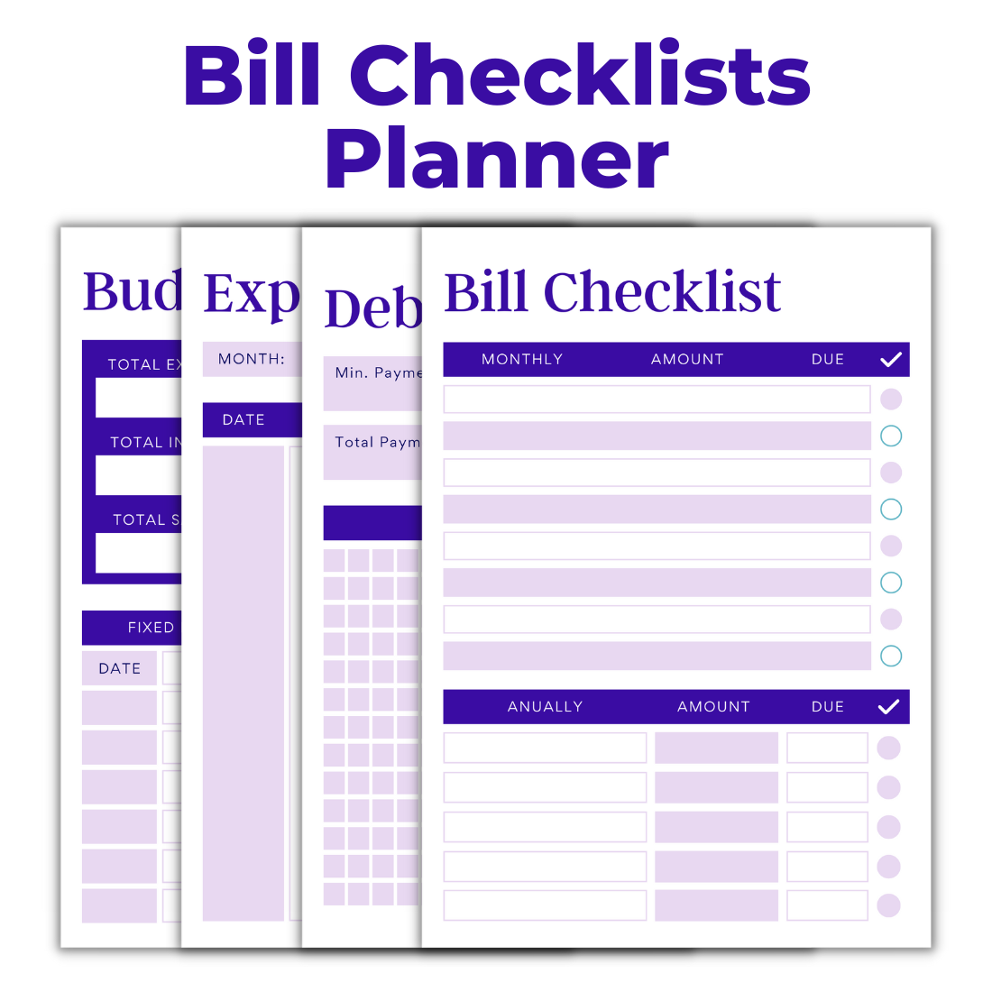 Bill Checklist Planner Canva Template cover image.