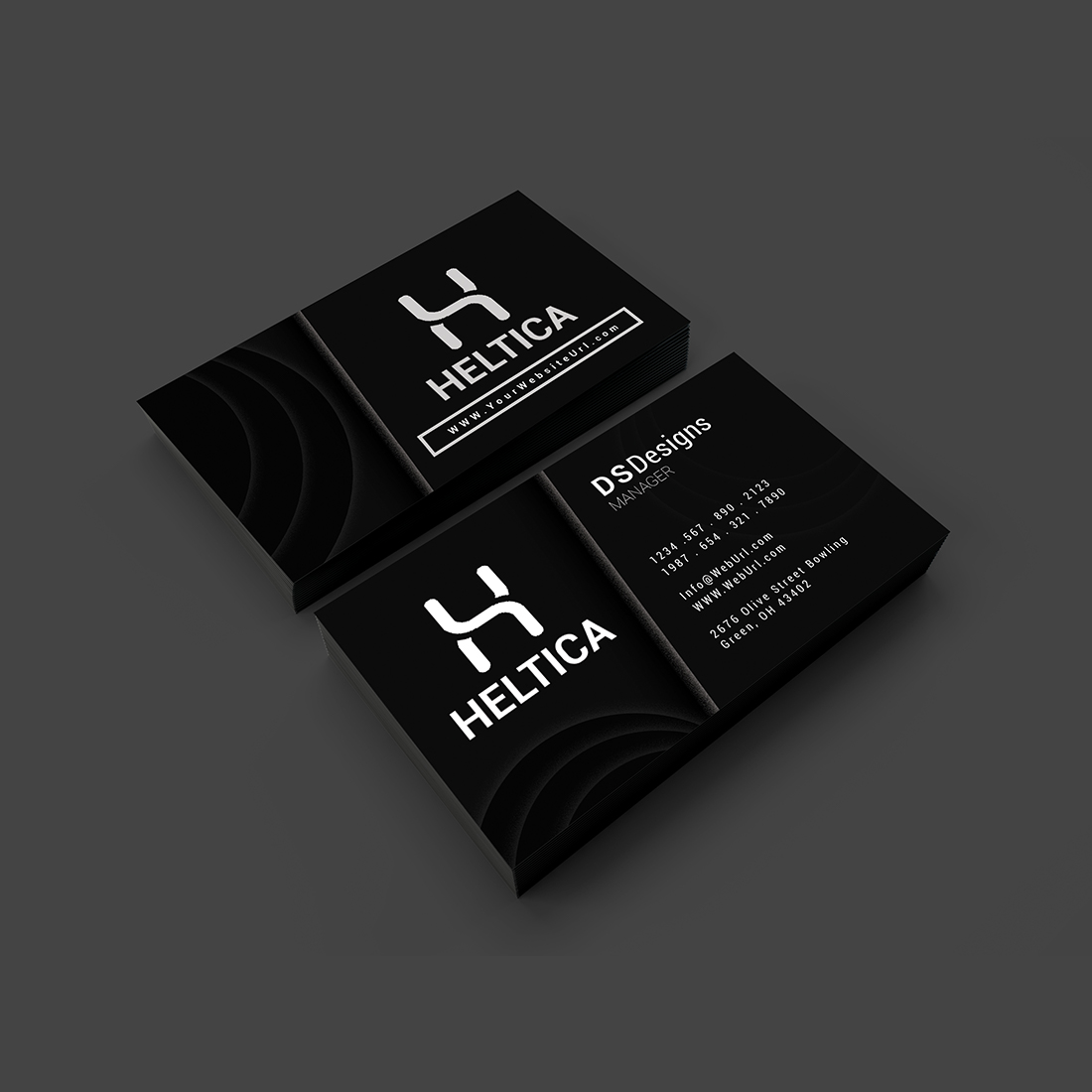 Modern Luxury black business card design preview image.