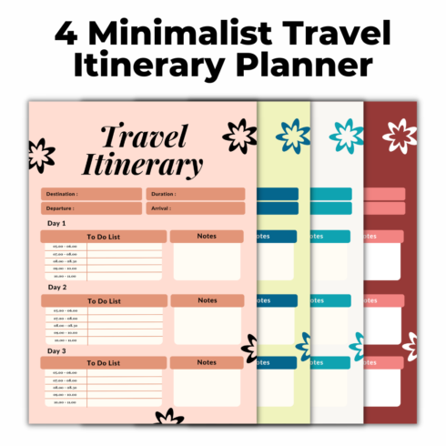 4 Minimalist Travel Itinerary Planners cover image.