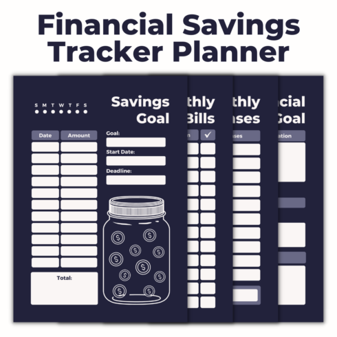 Financial Savings Tracker Planner Template cover image.