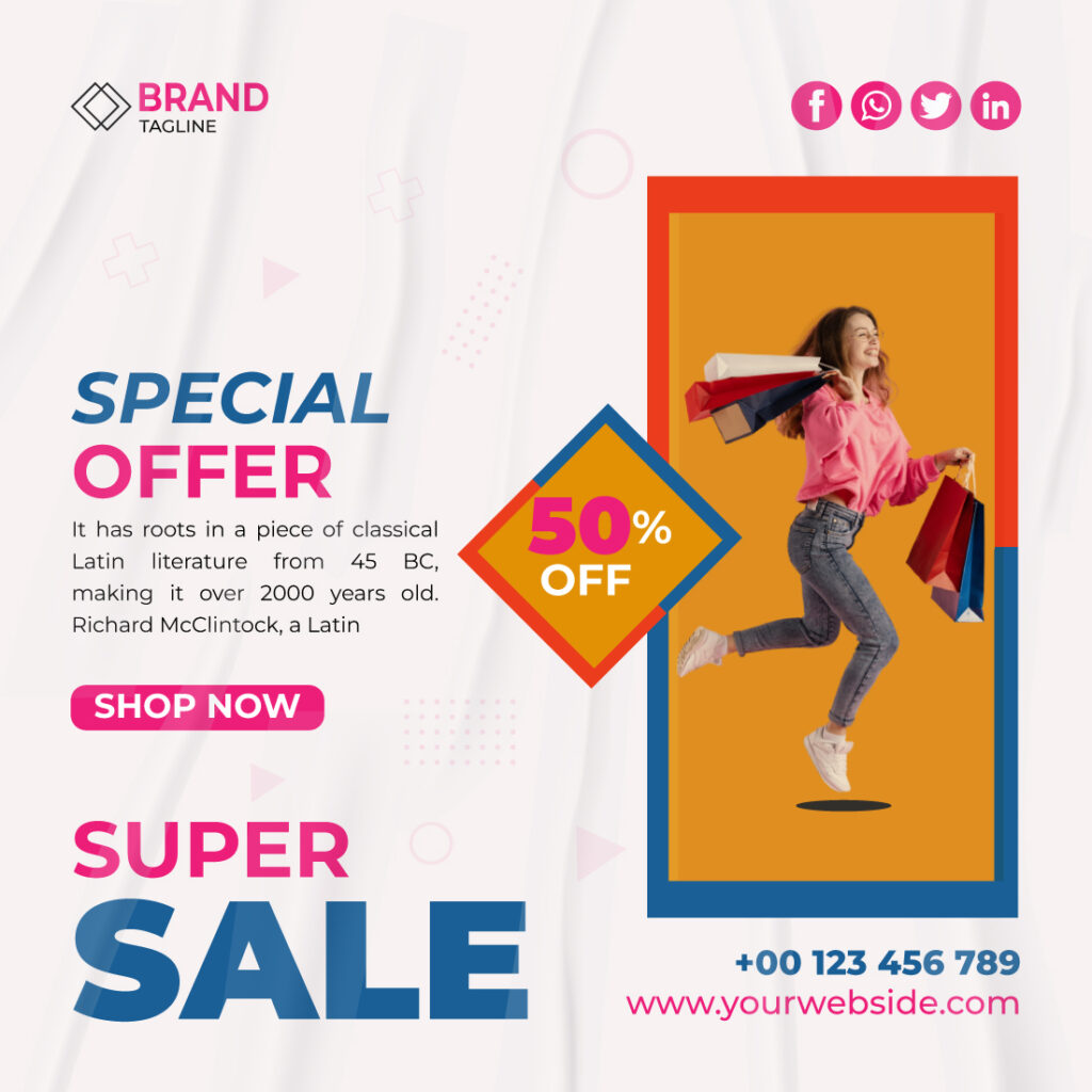 Slaes Posts Examples Super Sell social media post template. - MasterBundles