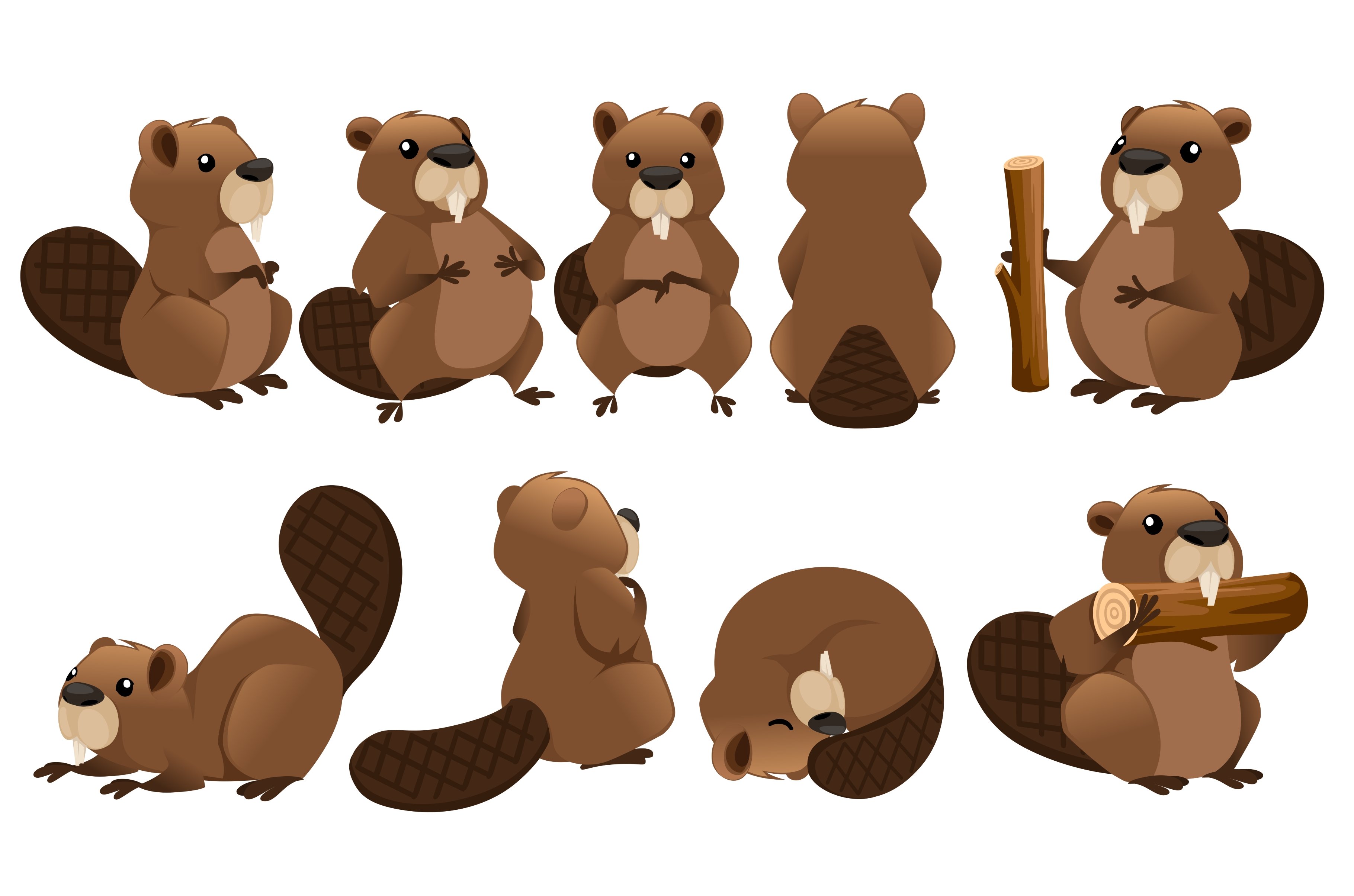 Cute brown beaver icon collection cover image.