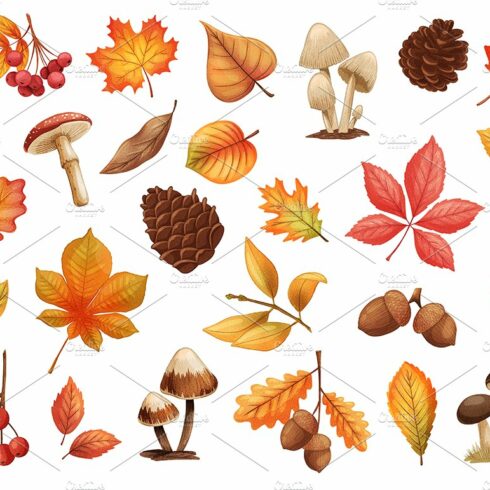 Autumn Leaves and Mushrooms Stickers cover image.