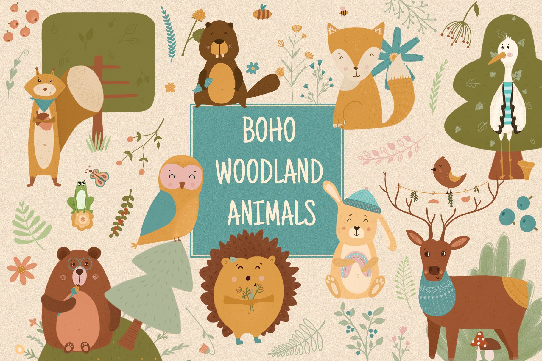 Cute Woodland Animals and Plants cover image.
