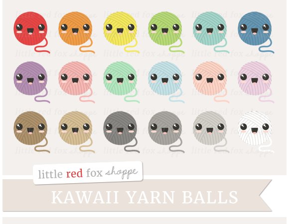 Kawaii Yarn Ball Clipart cover image.