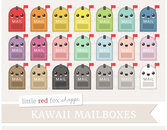 Kawaii Mailbox Clipart cover image.