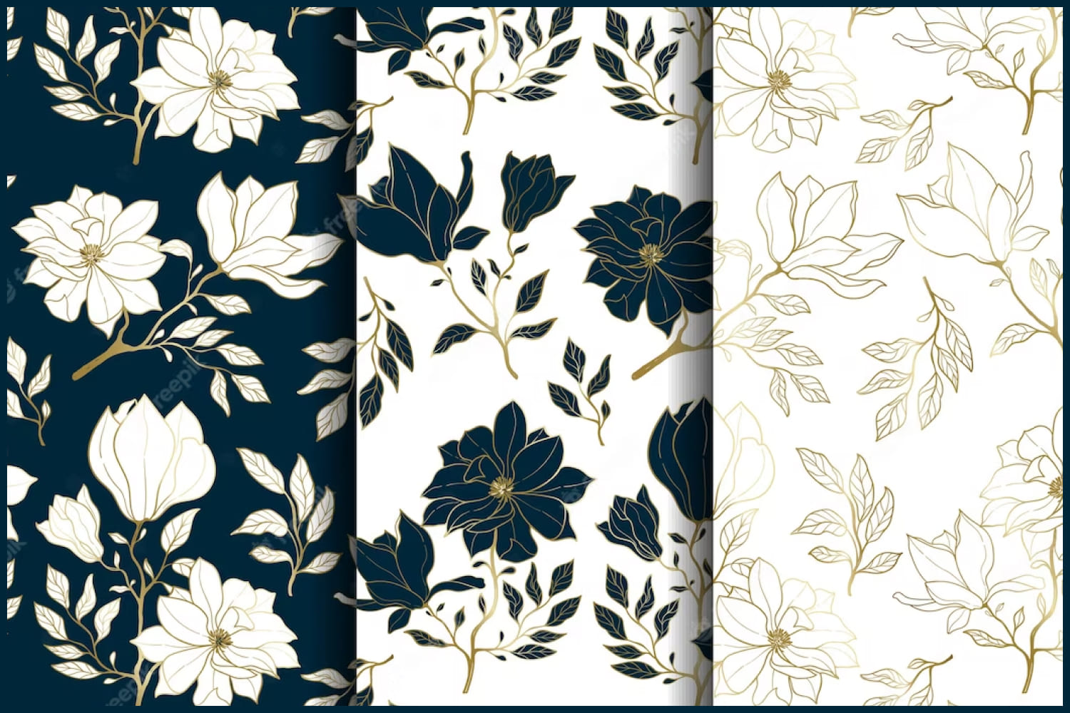 Set of 3 flower background patterns.