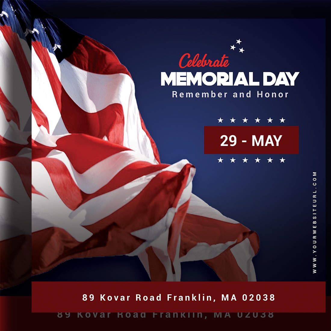 Memorial day poster design preview image.