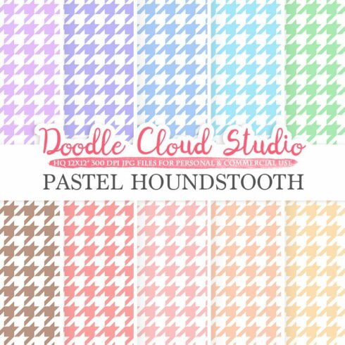 Pastel Houndstooth digital paper cover image.