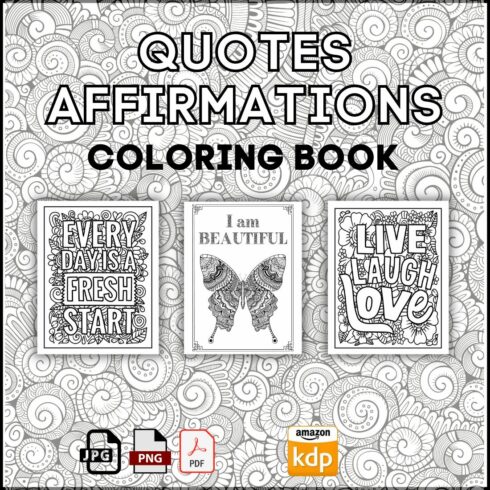 QUOTES AFFIRMATIONS ADULT COLORING PAGES cover image.