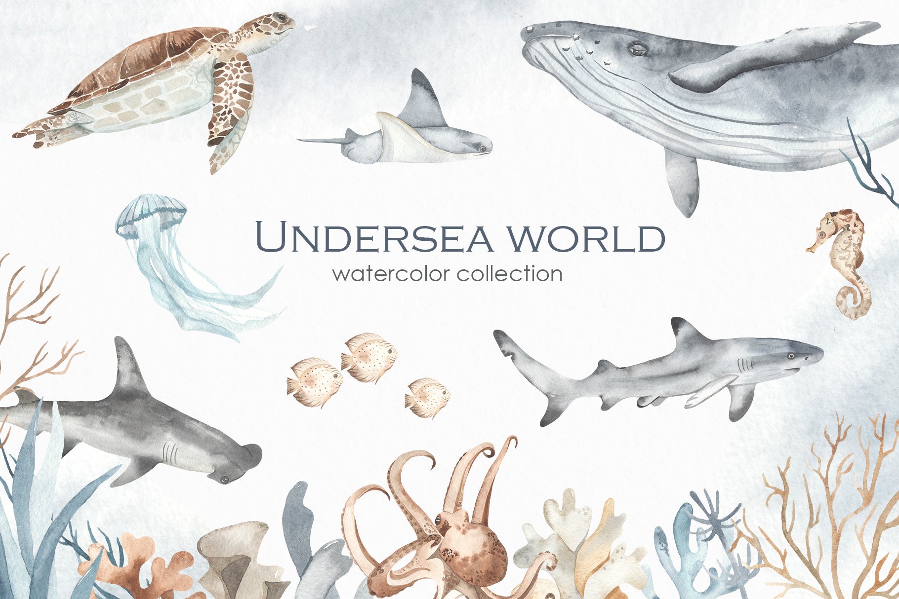 Undersea world Watercolor cover image.
