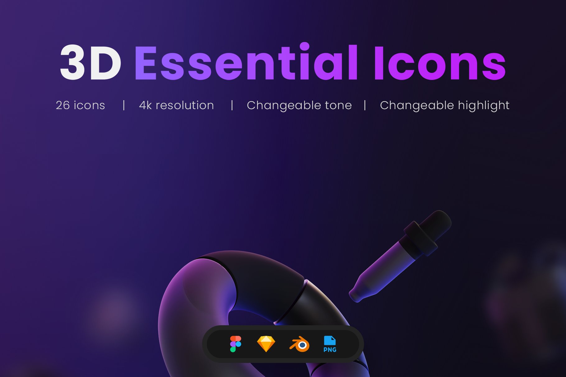 3D essential Icons cover image.