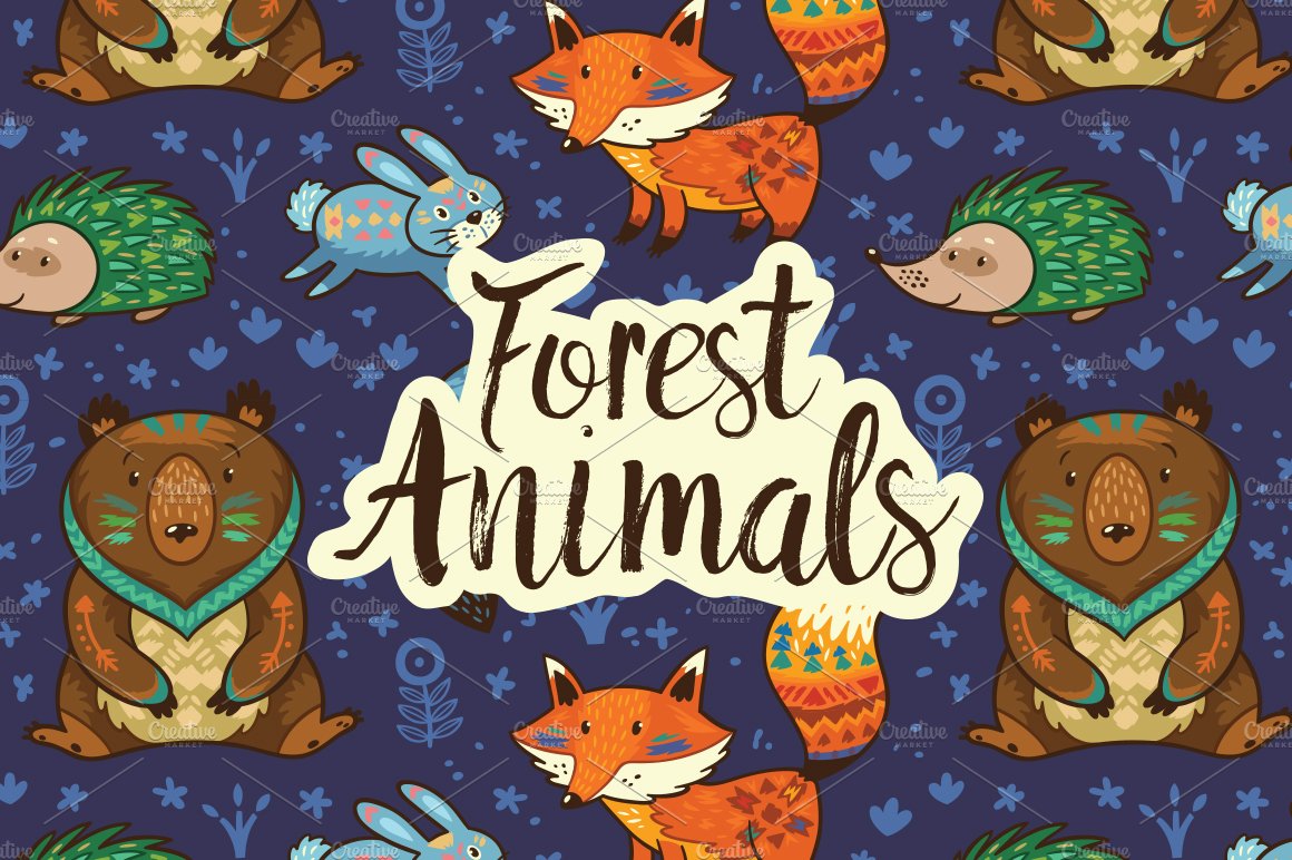 Forest animals pattern cover image.