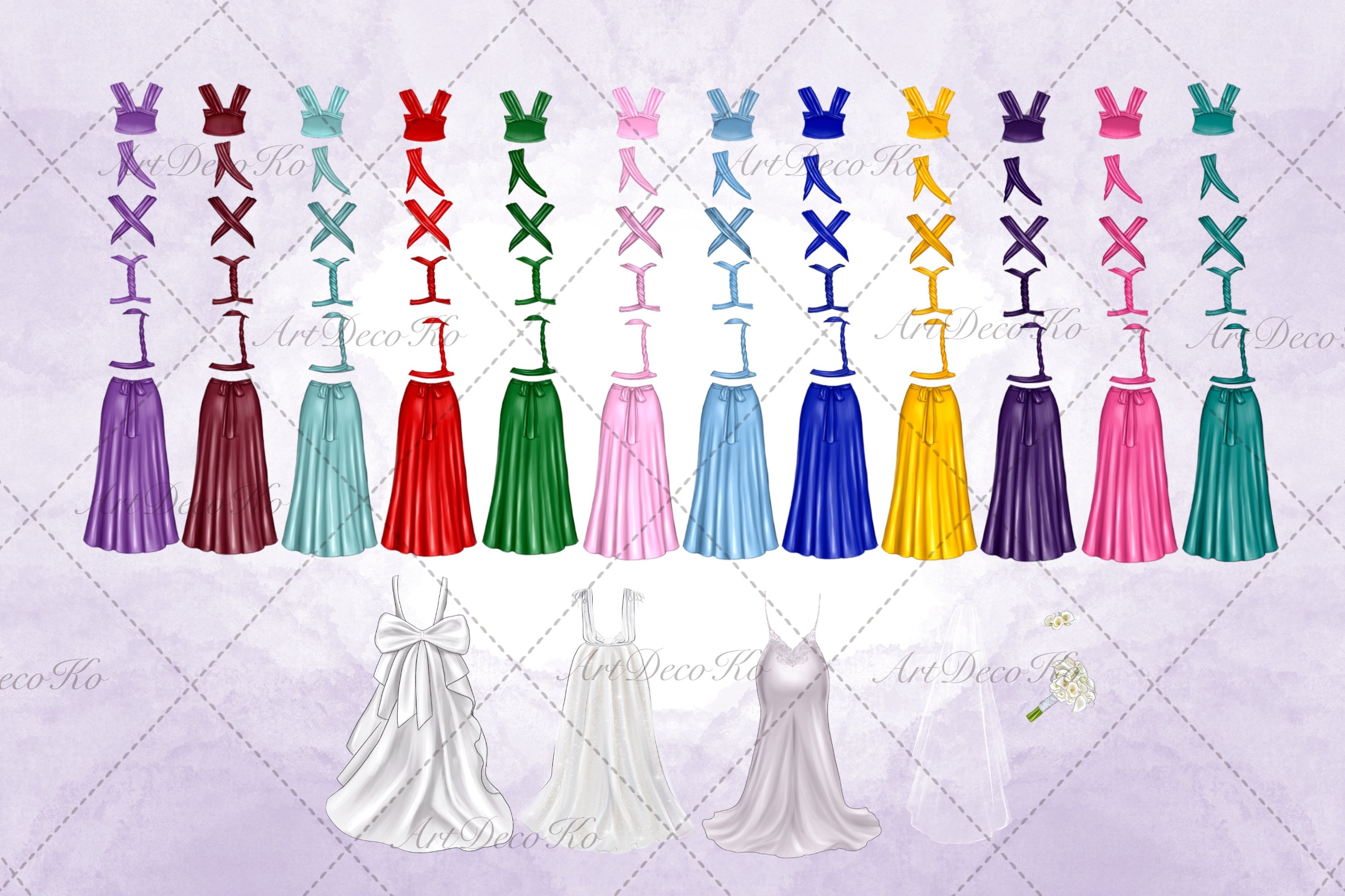 Bride and Bridesmaids Plus Size Art preview image.