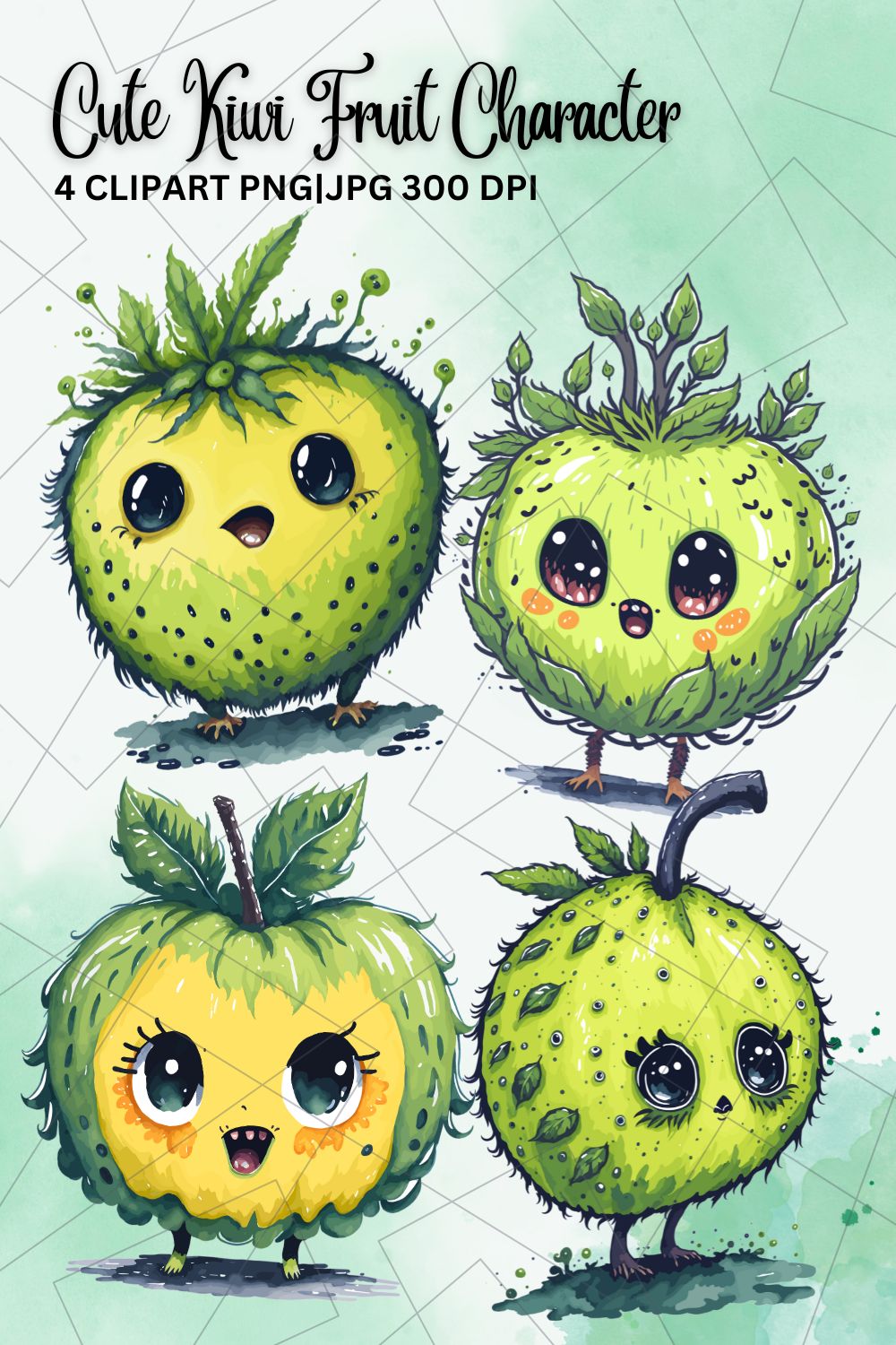 Cute Kiwi Fruit Character Sublimation Clipart pinterest preview image.