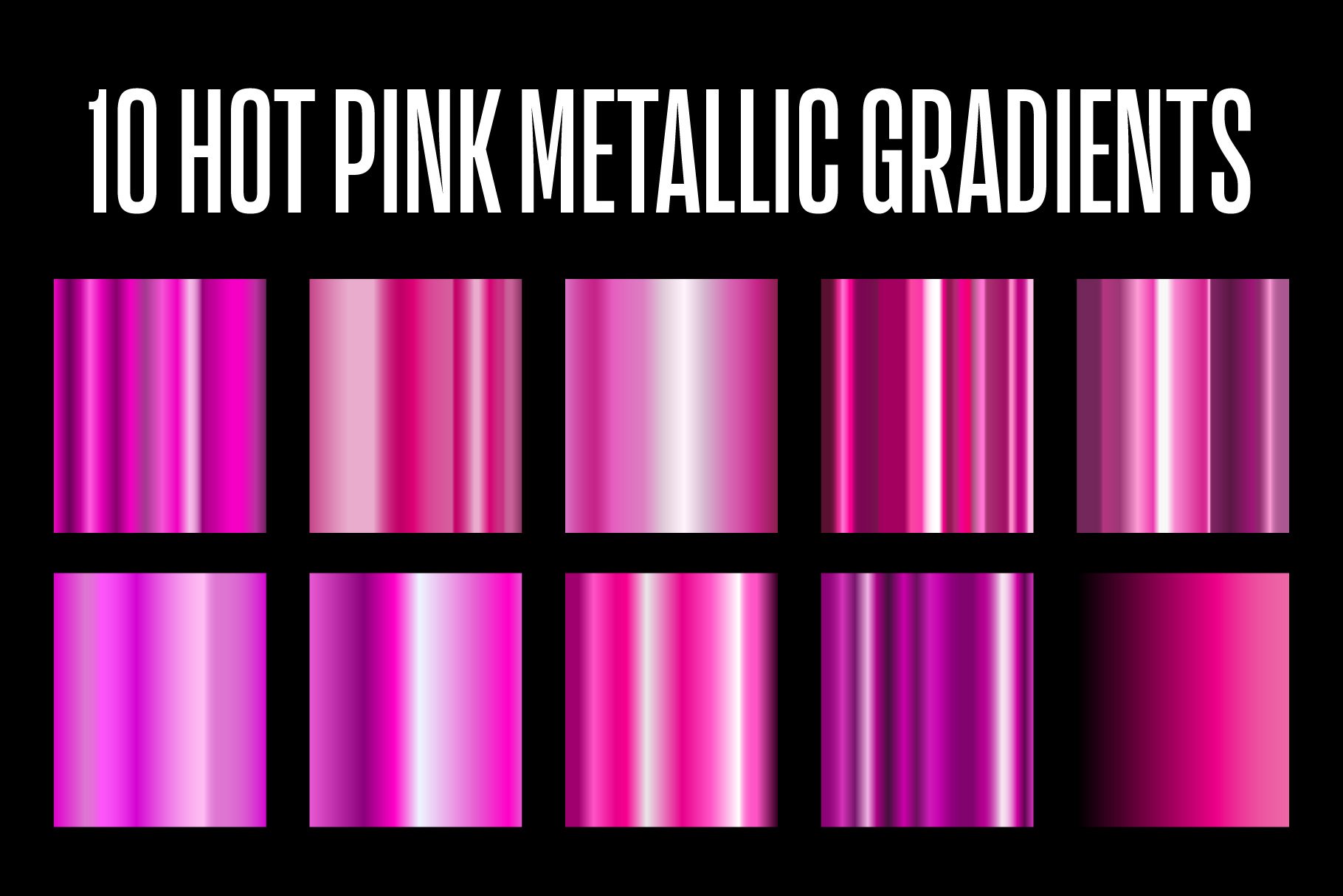 10 Hot Pink Metallic Gradients .AI cover image.